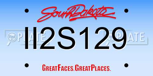 II2S129 South Dakota License Plate