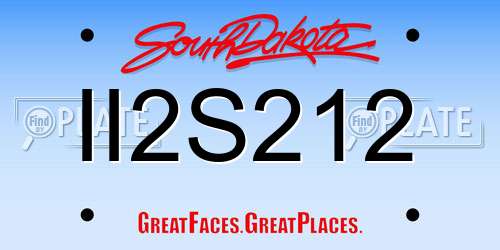 II2S212 South Dakota License Plate