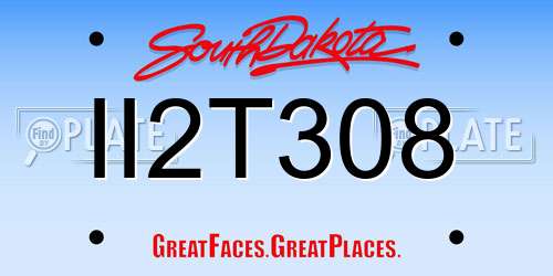 II2T308 South Dakota License Plate