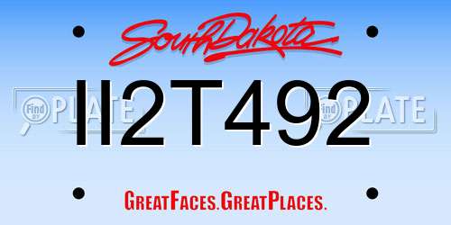 II2T492 South Dakota License Plate