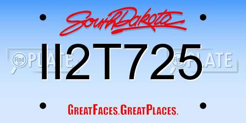 II2T725 South Dakota License Plate