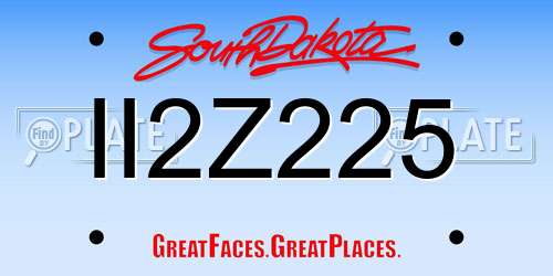 II2Z225 South Dakota License Plate
