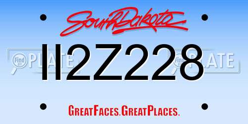 II2Z228 South Dakota License Plate