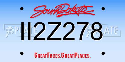 II2Z278 South Dakota License Plate
