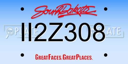 II2Z308 South Dakota License Plate