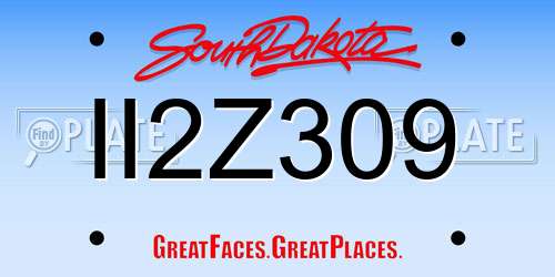 II2Z309 South Dakota License Plate