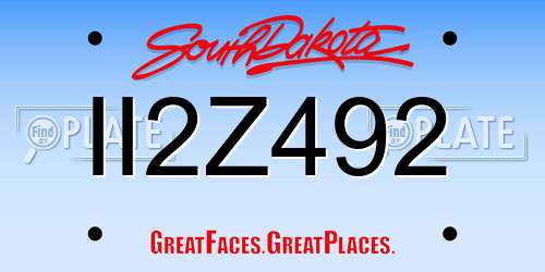 II2Z492 South Dakota License Plate