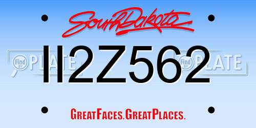II2Z562 South Dakota License Plate