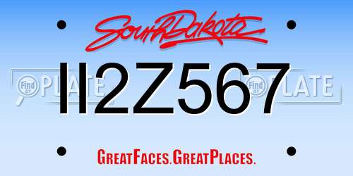II2Z567 South Dakota License Plate