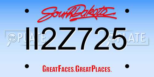 II2Z725 South Dakota License Plate