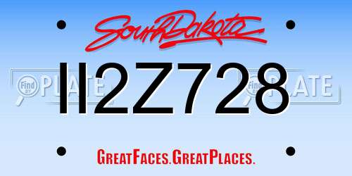 II2Z728 South Dakota License Plate