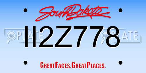 II2Z778 South Dakota License Plate
