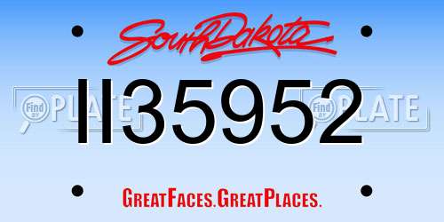 II35952 South Dakota License Plate