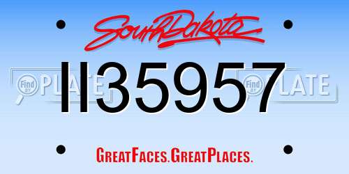 II35957 South Dakota License Plate
