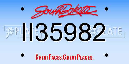 II35982 South Dakota License Plate