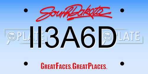 II3A6D South Dakota License Plate
