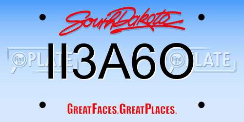 II3A6O South Dakota License Plate