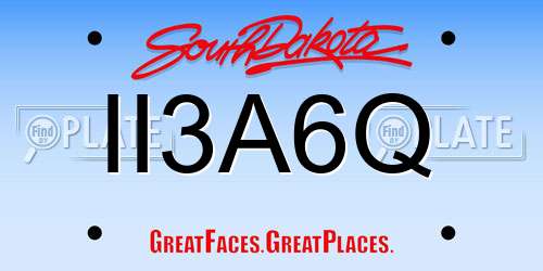 II3A6Q South Dakota License Plate