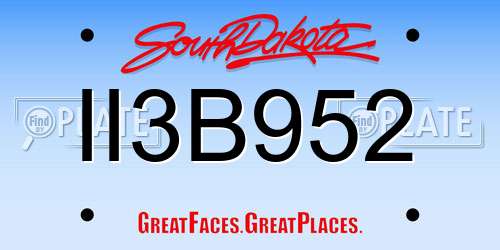 II3B952 South Dakota License Plate