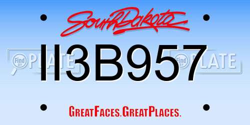 II3B957 South Dakota License Plate