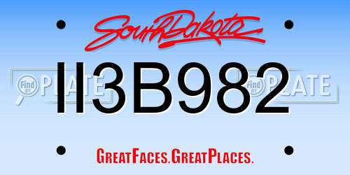 II3B982 South Dakota License Plate