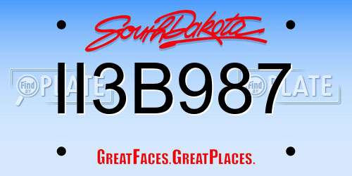 II3B987 South Dakota License Plate