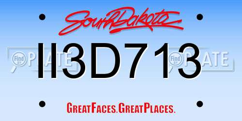 II3D713 South Dakota License Plate