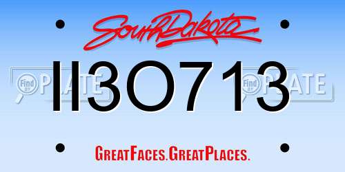 II3O713 South Dakota License Plate