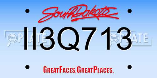 II3Q713 South Dakota License Plate