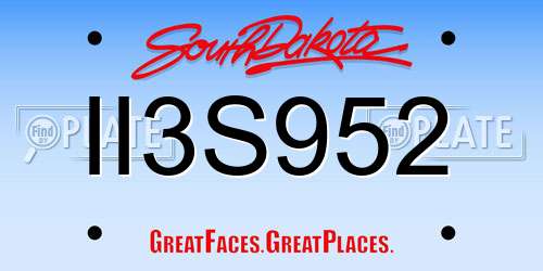 II3S952 South Dakota License Plate
