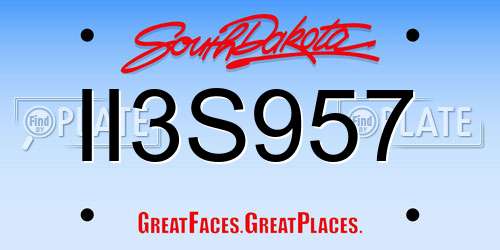 II3S957 South Dakota License Plate