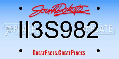 II3S982 South Dakota License Plate