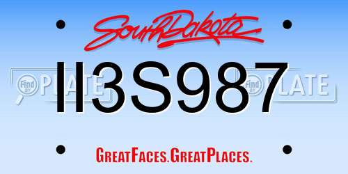 II3S987 South Dakota License Plate