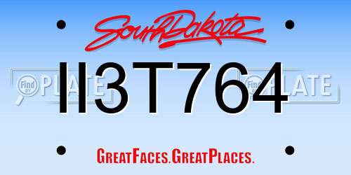 II3T764 South Dakota License Plate