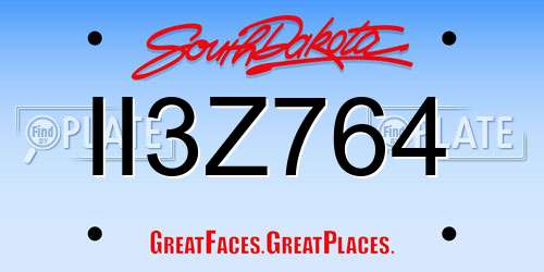 II3Z764 South Dakota License Plate