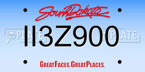 II3Z900 South Dakota License Plate