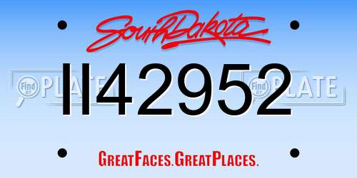 II42952 South Dakota License Plate