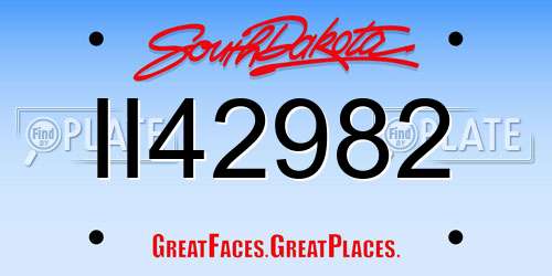 II42982 South Dakota License Plate