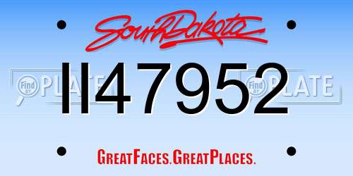 II47952 South Dakota License Plate