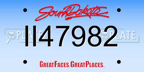 II47982 South Dakota License Plate