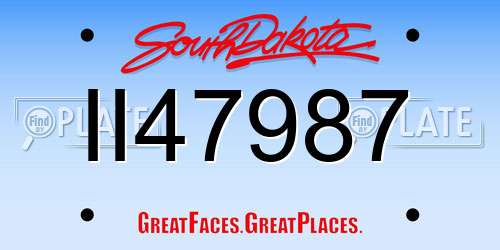 II47987 South Dakota License Plate