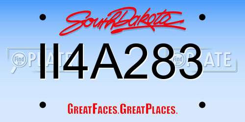 II4A283 South Dakota License Plate