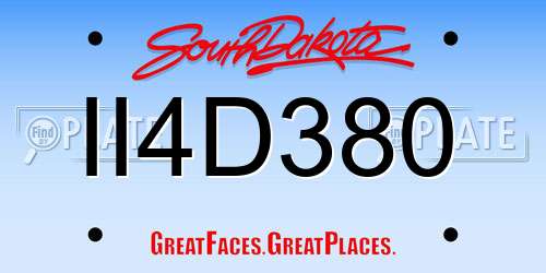 II4D380 South Dakota License Plate