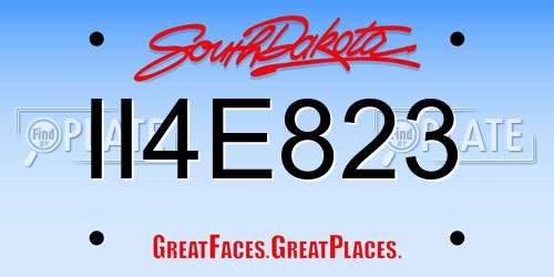 II4E823 South Dakota License Plate