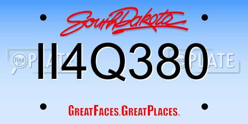 II4Q380 South Dakota License Plate