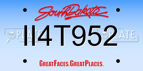 II4T952 South Dakota License Plate