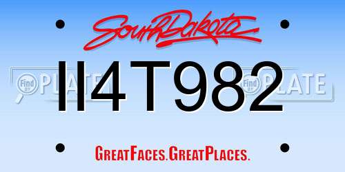 II4T982 South Dakota License Plate