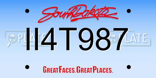 II4T987 South Dakota License Plate