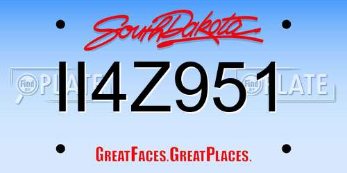II4Z951 South Dakota License Plate