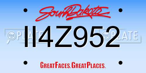 II4Z952 South Dakota License Plate